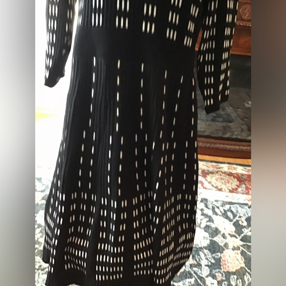 🌹NWT LANE BRYANT 14/16 A-LINE SWEATER KNIT BLK/WHITE DRESS - Picture 4 of 9